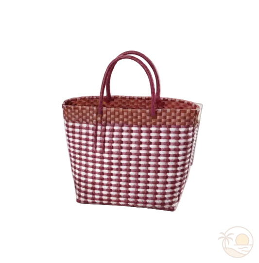 panier de plage blanc rouge