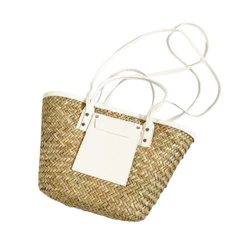 panier de plage en osier blanc