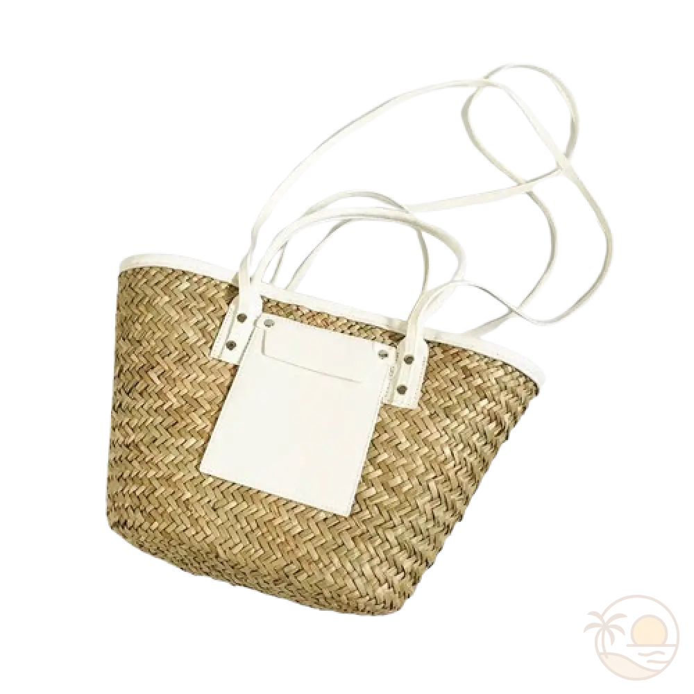 panier de plage en osier blanc