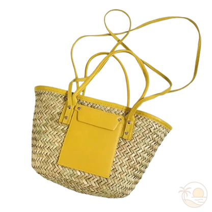 panier de plage en osier jaune