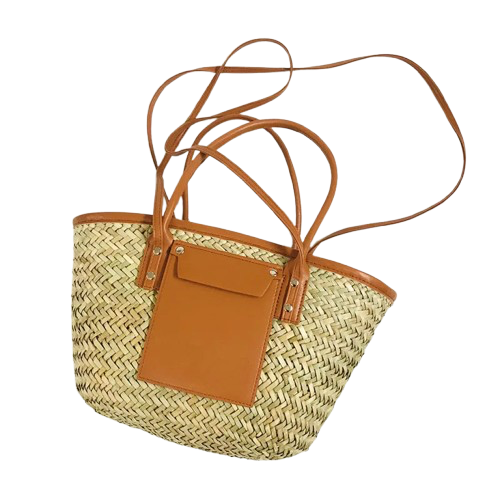 panier de plage en osier marron