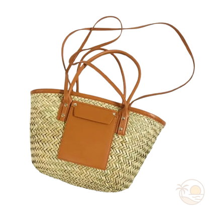 panier de plage en osier marron