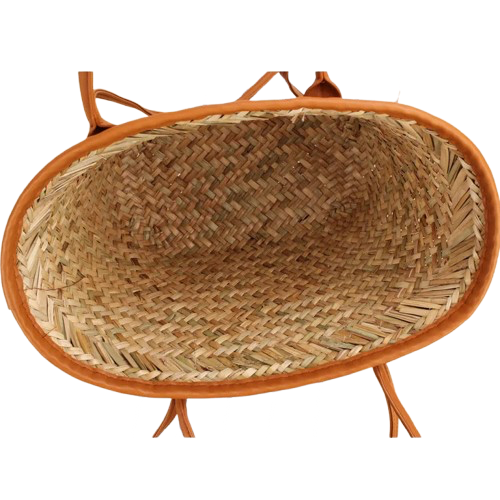 panier de plage en osier marron interieur