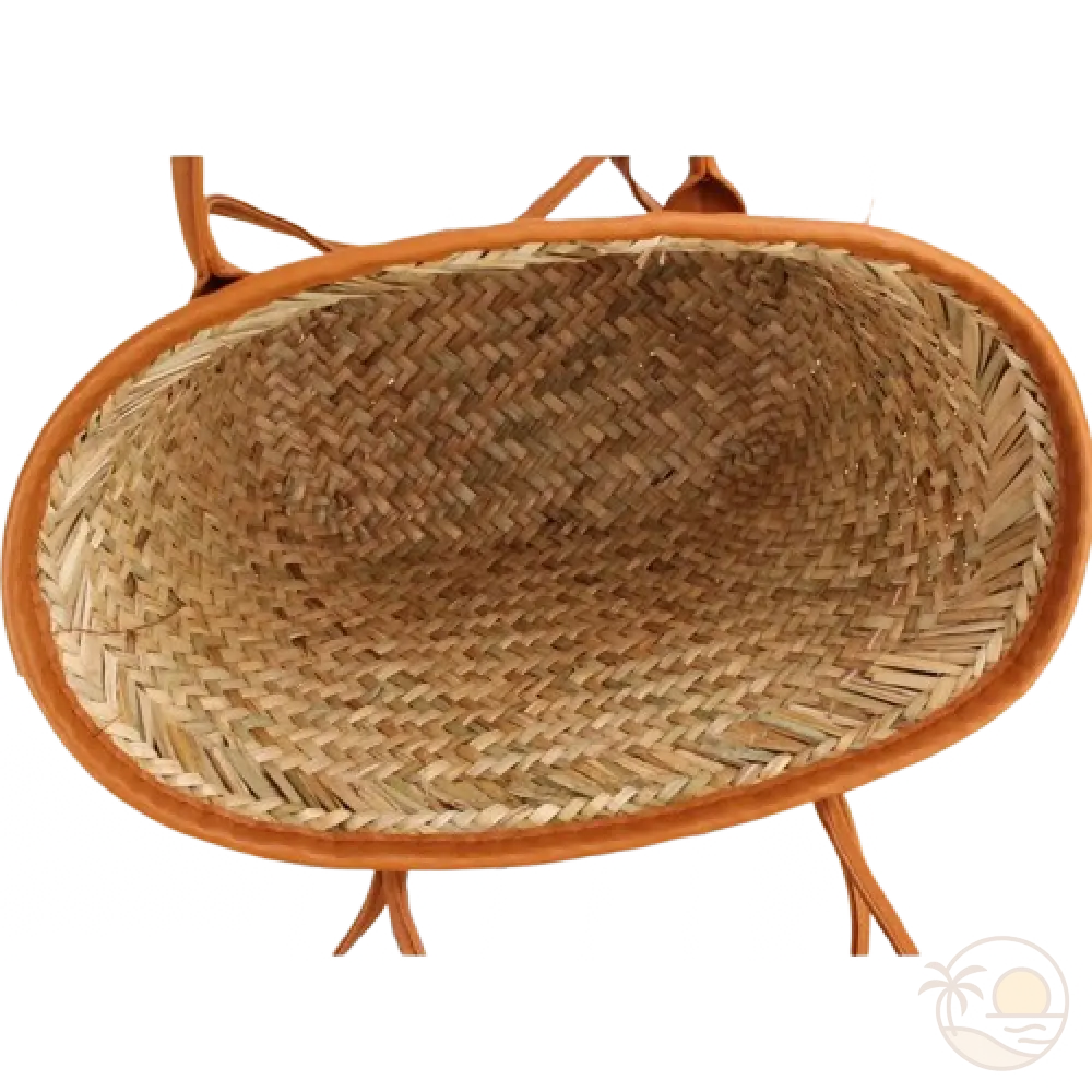 panier de plage en osier marron interieur