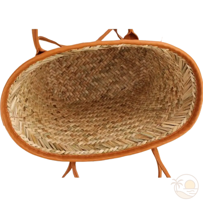 panier de plage en osier marron interieur