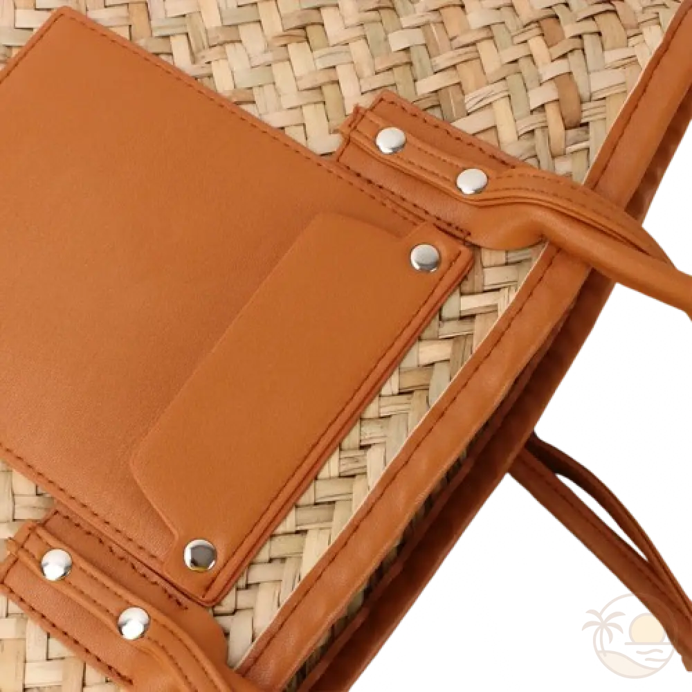 panier de plage en osier marron zoom tissu