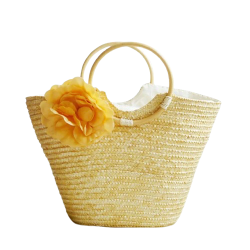 panier de plage en paille beige