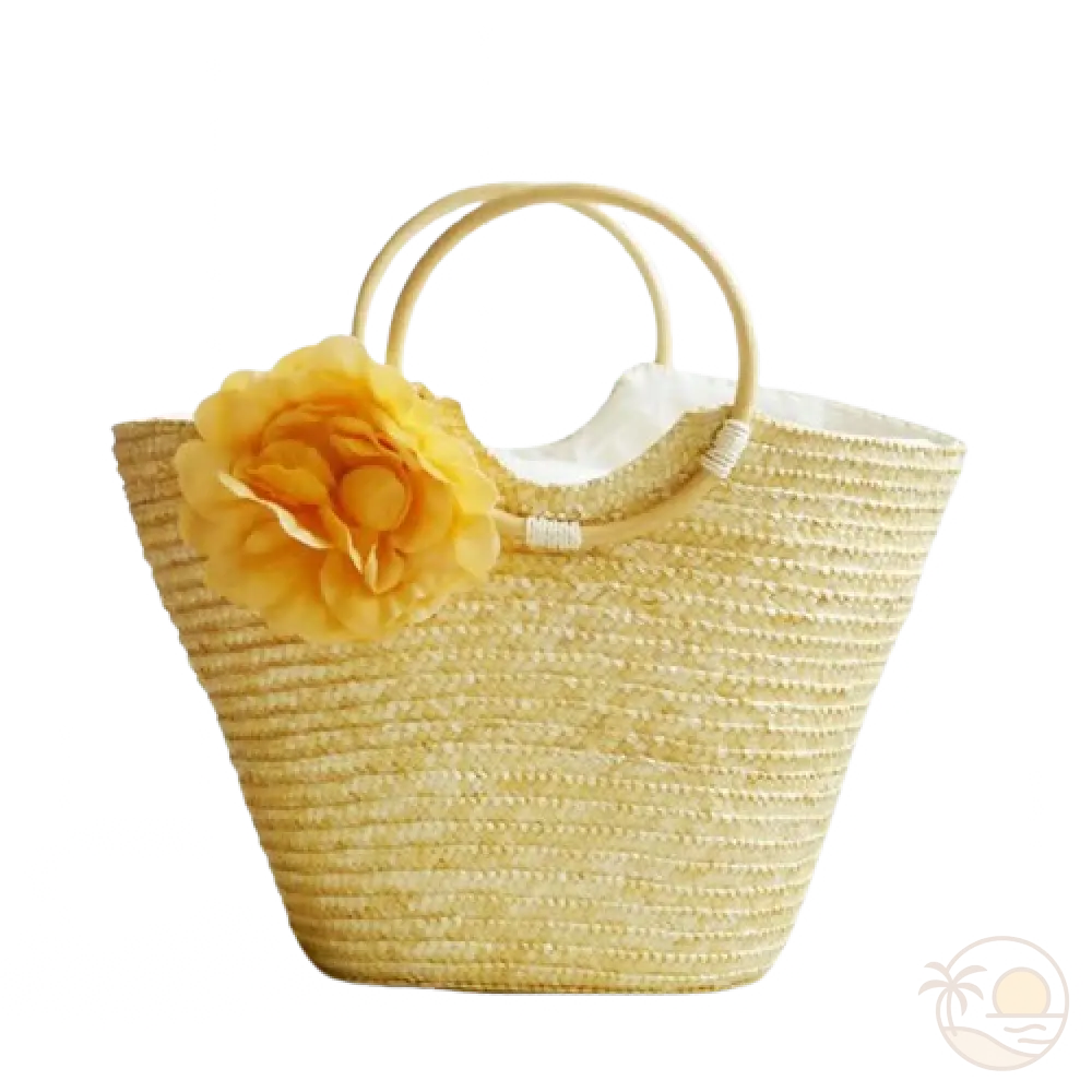 panier de plage en paille beige