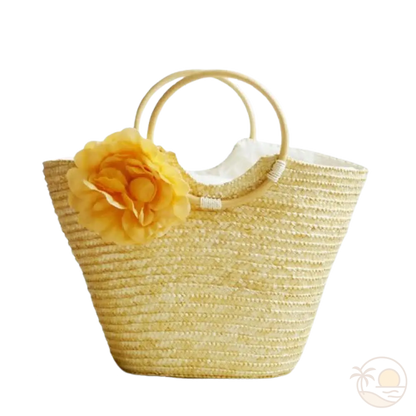 panier de plage en paille beige