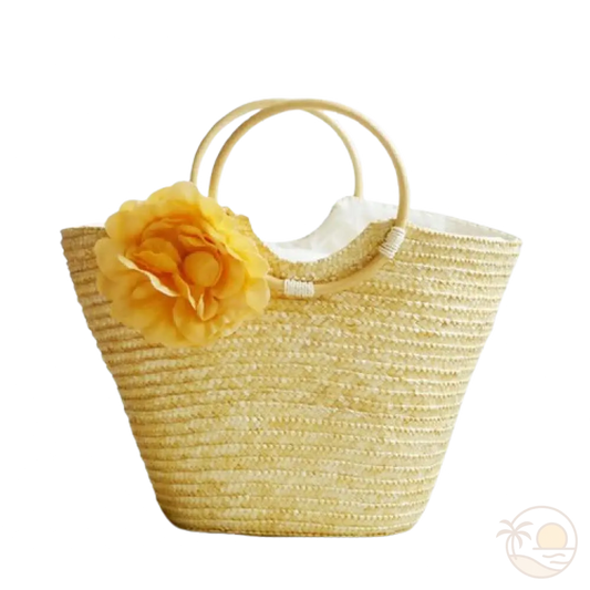 panier de plage en paille beige