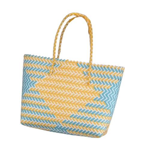 panier de plage en plastique jaune bleu
