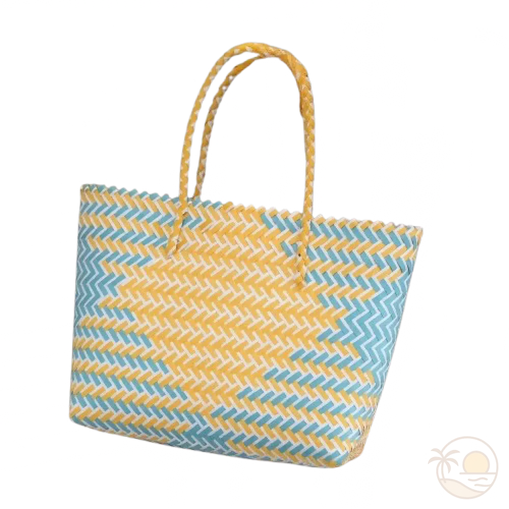 panier de plage en plastique jaune bleu