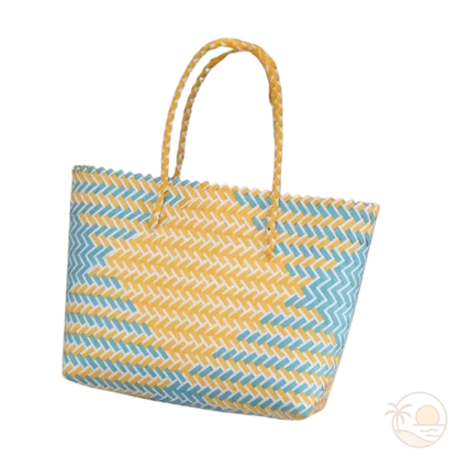 panier de plage en plastique jaune bleu