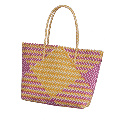panier de plage en plastique jaune rose