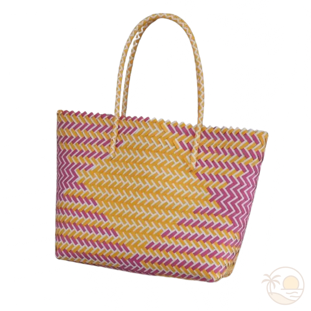 panier de plage en plastique jaune rose