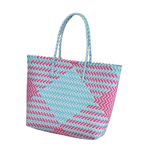 panier de plage en plastique rose bleu