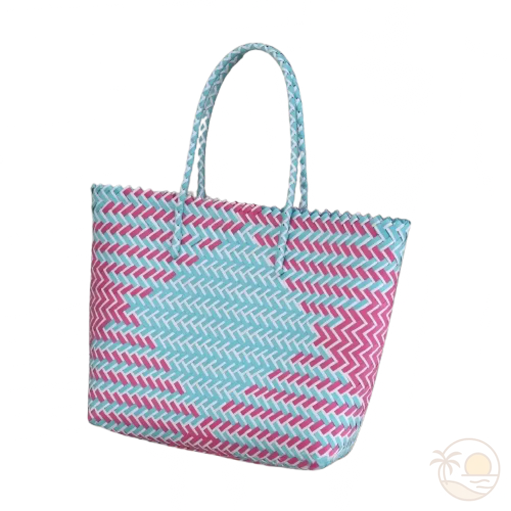 panier de plage en plastique rose bleu