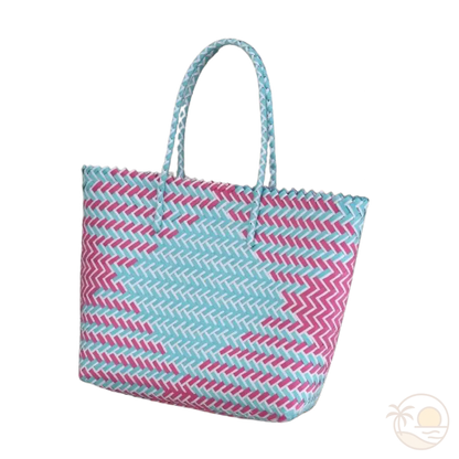 panier de plage en plastique rose bleu