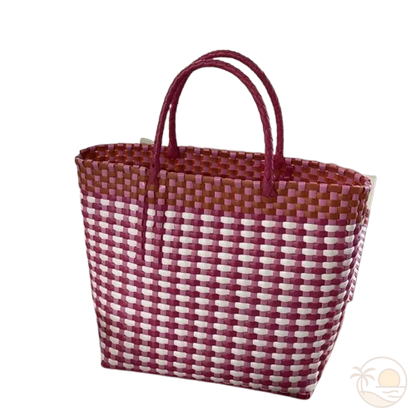 panier de plage rouge blanc