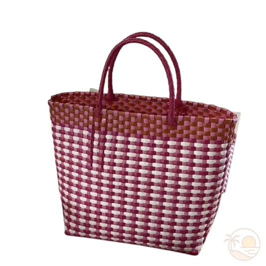 panier de plage rouge blanc