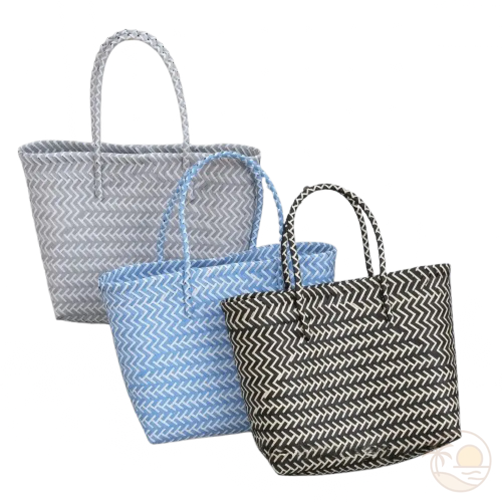 paniers de plage en plastique gris bleu noir