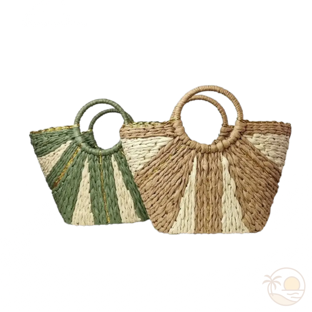 paniers de plage paille vert beige