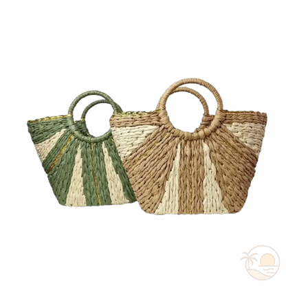paniers de plage paille vert beige