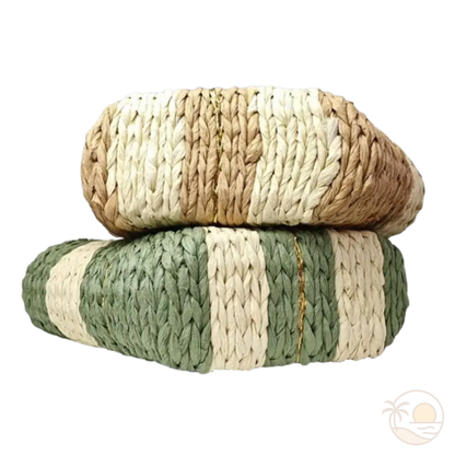 paniers de plage paille vert beige couches