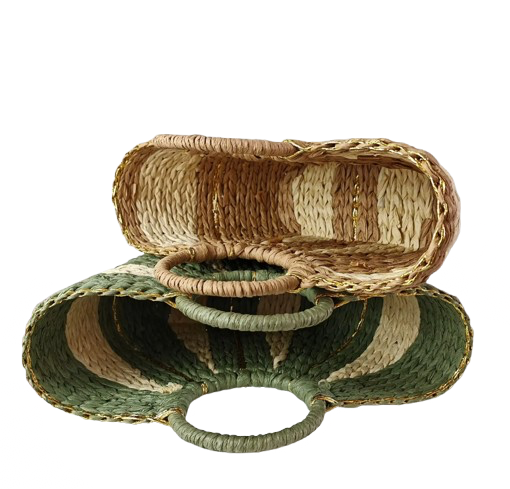 paniers de plage paille vert beige interieur