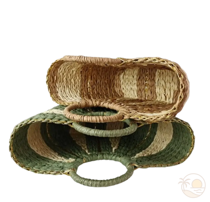 paniers de plage paille vert beige interieur