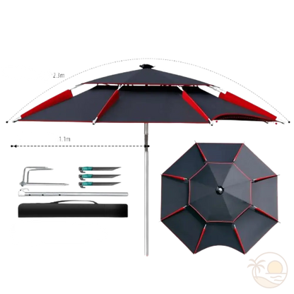 parasol de plage anti vent 2,3m
