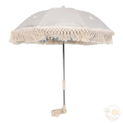 parasol de plage bebe beige fleurs