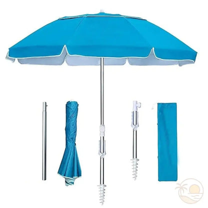 parasol de plage pliable bleu clair