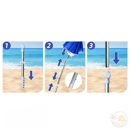 parasol de plage pliable bleu marine systeme