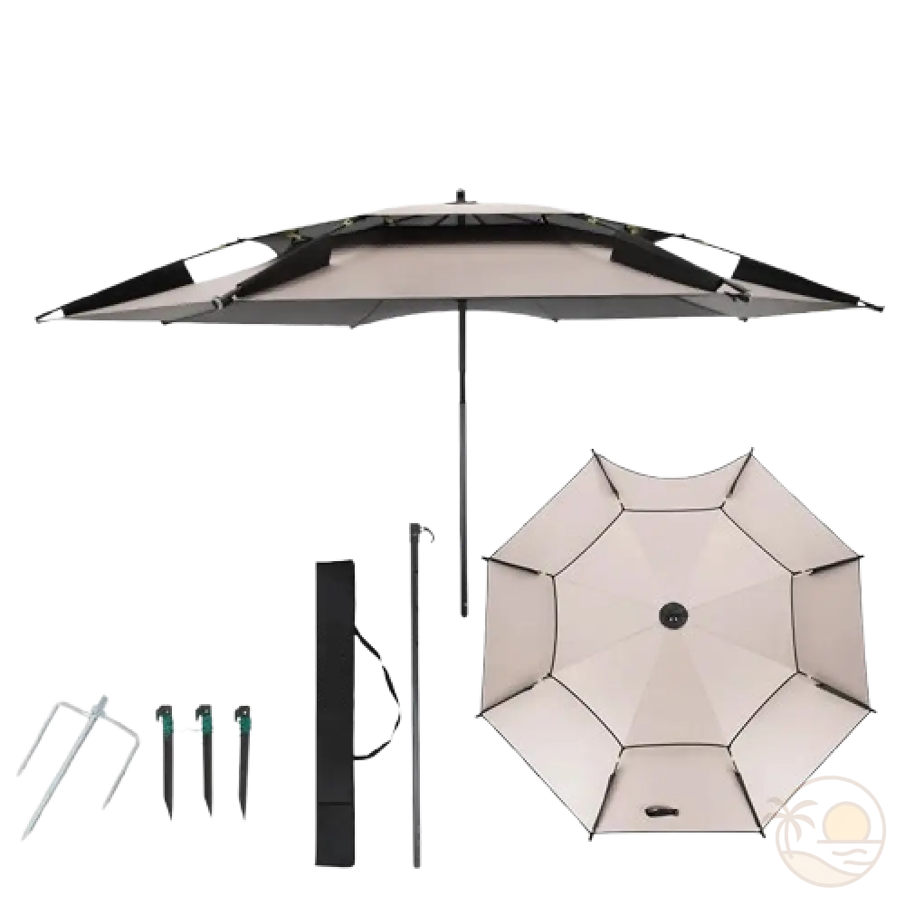 parasol de plage resistant au vent fort blanc