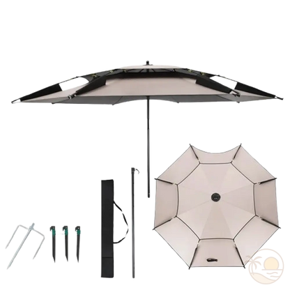 parasol de plage resistant au vent fort blanc