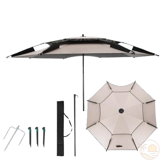 parasol de plage resistant au vent fort blanc