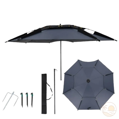 parasol de plage resistant au vent fort gris