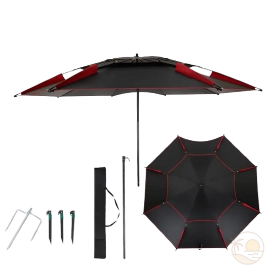 parasol de plage resistant au vent fort noir