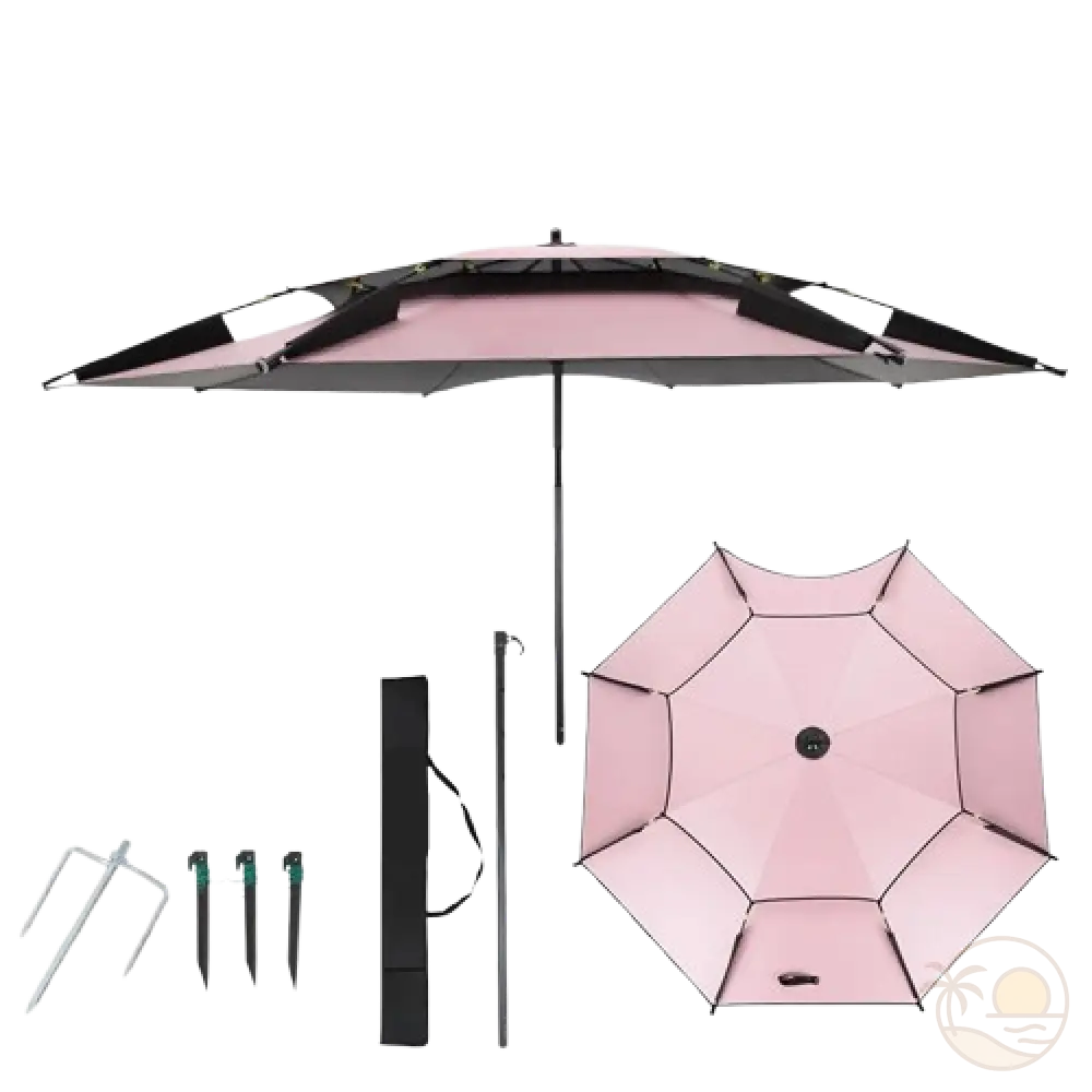 parasol de plage resistant au vent fort rose