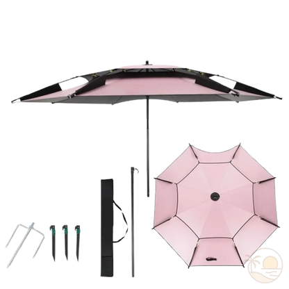 parasol de plage resistant au vent fort rose