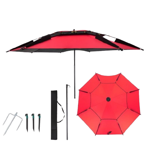 parasol de plage resistant au vent fort rouge