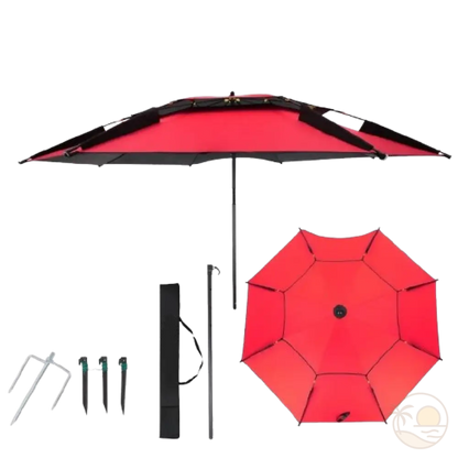 parasol de plage resistant au vent fort rouge