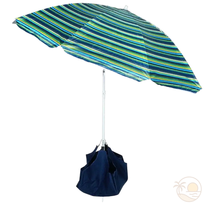 parasol de plage vue avec sac