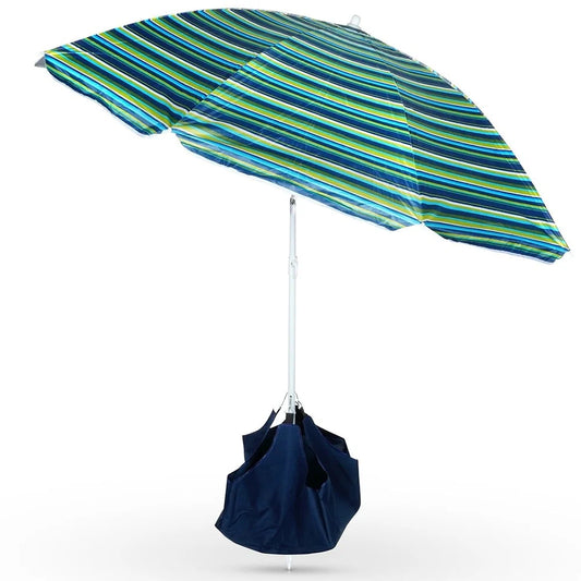 parasol de plage vue avec sac
