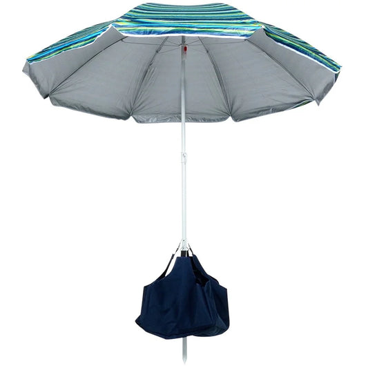parasol de plage vue avec sac dessous