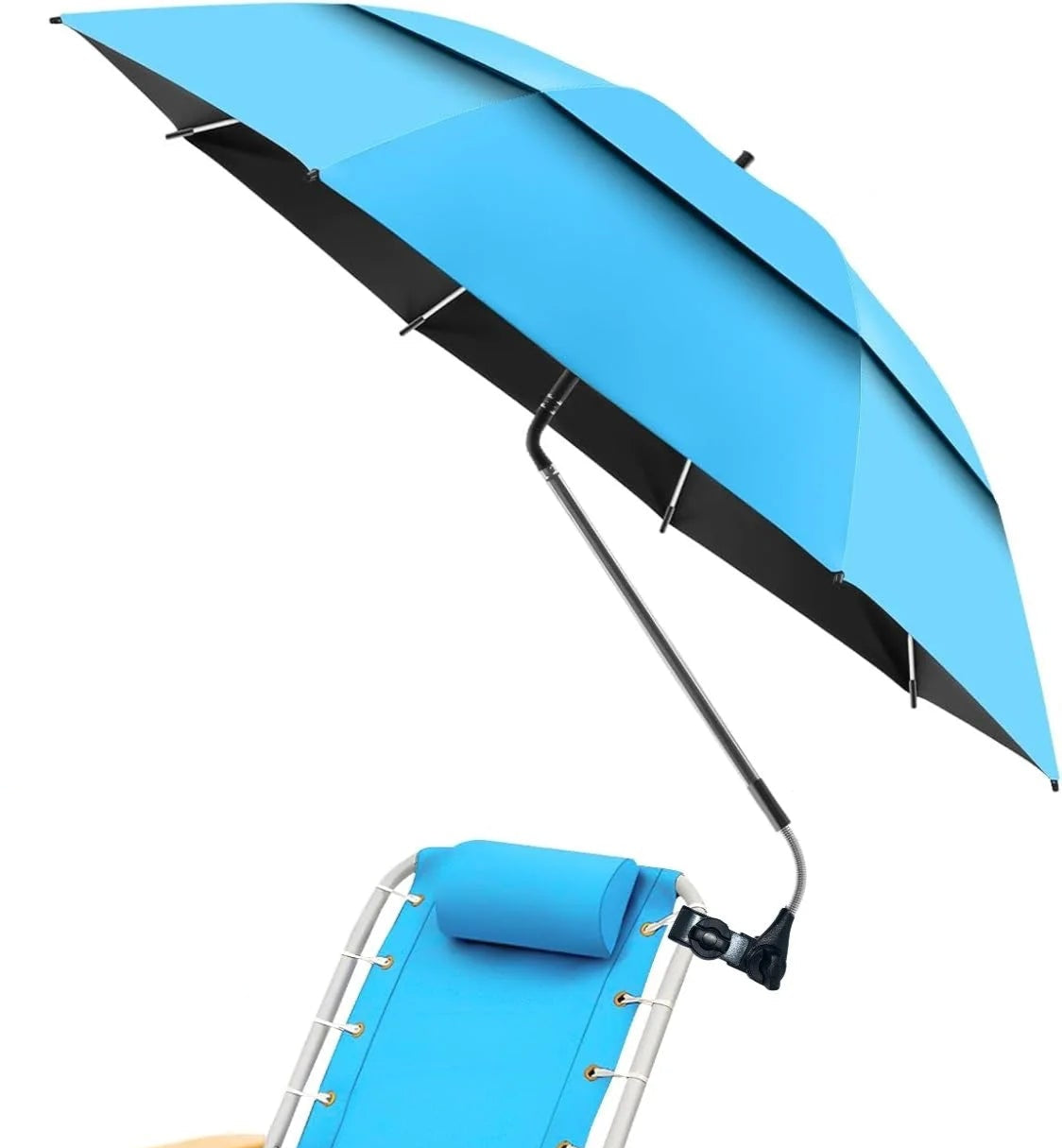parasol pour chaise de plage bleu clair