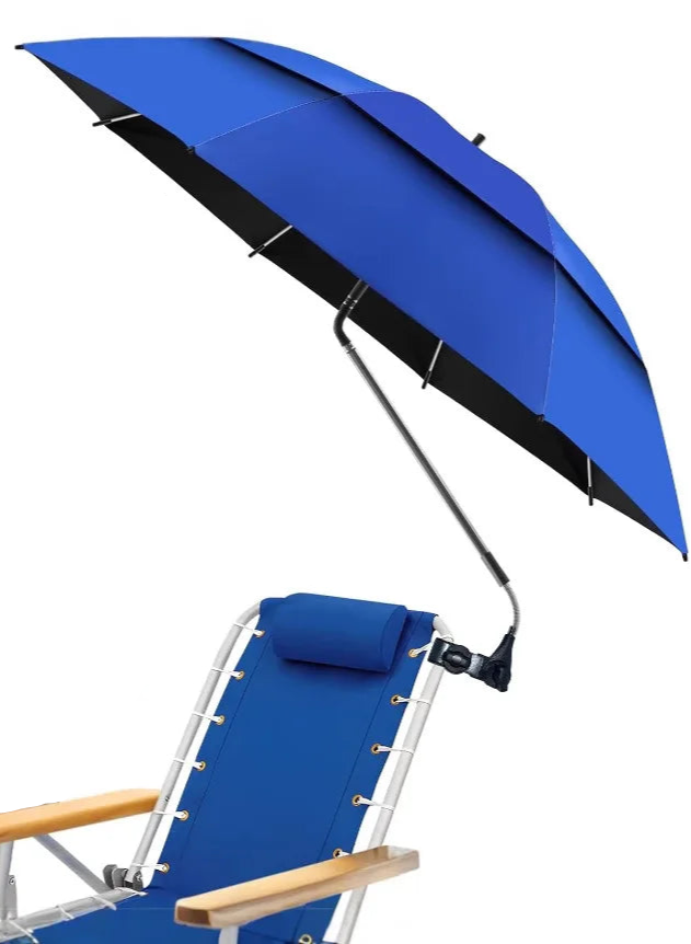 parasol pour chaise de plage bleu marine zoom
