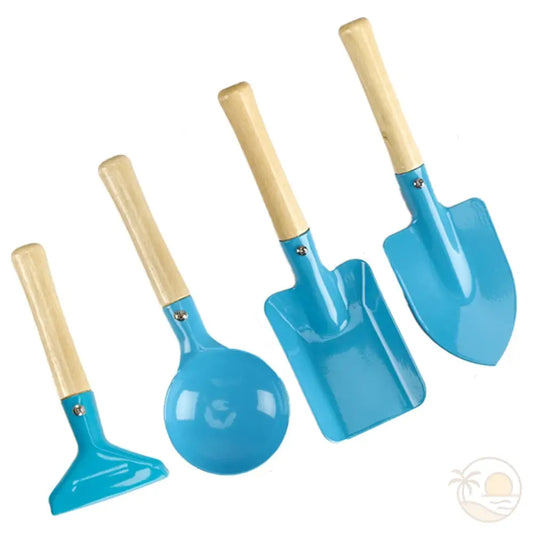 pelles de plage bleues