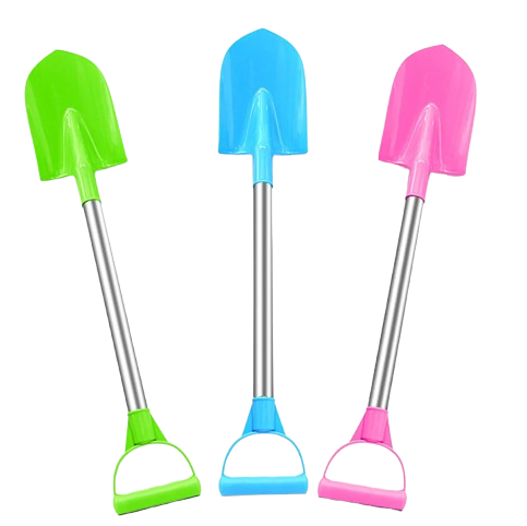 pelles plage metal vert bleu rose